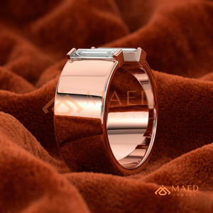 Anillo de Oro Rosa Sólido de 18K con Diamantes Flotantes en Forma de Ola |   Anillo de Eternidad con Canal Curvo Asimétrico |   Anillo de Diamantes - Product Image 2