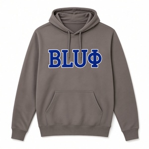 Sudadera con Capucha Gris Phi Beta Sigma para Hombre con Diseño de Letras Bordadas en Azul, Capucha con Cordón Ajustable y Bolsillo Tipo Canguro, Estilo Casual - Product Image 3