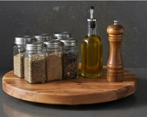 Plateau tournant rond en bois Lazy Susan pour rangement de table de cuisine, présentoir décoratif à un seul niveau pour comptoir - Product Image 6
