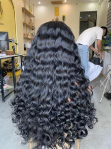 Extensiones de cabello humano vietnamita de onda profunda larga de 32 pulgadas, cabello trenzado de ganchillo con color natural a granel, Ola oceánica - Product Image 2