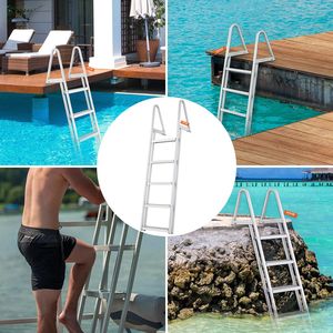 Scaletta Rimovibile a 5 Gradini con Design Antiscivolo, Capacità di Carico 350 Libbre, Scaletta Larga a 4 Gradini per Pontone/Nave/Lago/Piscina - Product Image 6