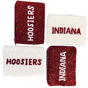 Porte-monnaie en perles de verre souple fait main de haute qualité, pochette zippée Indiana Hoosiers, pochette de poignet tendance avec chaîne pour femme - Product Image 1