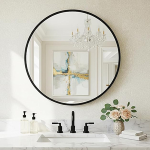 Unique Design <b>Round</b> Shape Black Finished Metal Aluminum Border Custom Size For Bathroom Decorative <b>Wall</b> Decoration <b>Mirror</b> - Product Image 3