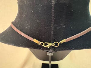 Tiger Eye Donut Pendant on Suede <b>Cord</b> Circle Necklace Rustic Suede <b>Leather</b> <b>Cord</b> - Product Image 2