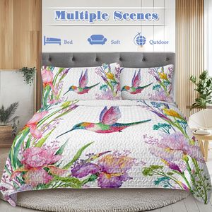 Set Copripiumino 3 Pezzi King Size con Design Uccelli e Fiori Colorati, Morbido e Caldo, Include 1 Copripiumino e 2 Federe per Camera da Letto - Product Image 3