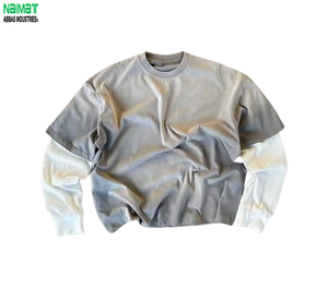 Custom 220 Grams Double Layer Knitted Waffle Short Sleeve Men's T-<b>Shirt</b> <b>Y2K</b> Acid Wash Stone Faded Cuff 100% Cotton Eco-Friendly - Product Image 2