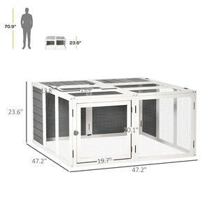 Casetta per Conigli Classica di Lusso in Legno di Abete con Tetto Apribile e Pieghevole per 1-4 Conigli, Cuccia per Animali Domestici da Interno con Struttura Solida - Product Image 3
