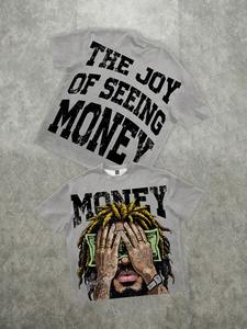 Camiseta de Manga Corta con Estampado Gráfico de Letras para Hombre, Verano, Camiseta con Diseño de Dinero, Ropa con Estampado de Dinero - Product Image 5