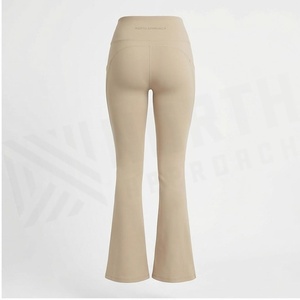 Pantalones de Yoga de Cintura Alta con Pierna Ancha, Color Sólido, Cintura Elástica Sin Costuras, Largo hasta el Tobillo, con Bolsillos, Elásticos en Cuatro Direcciones, Spandex, Poliéster - Product Image 2