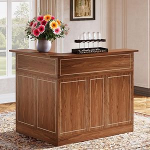 Meuble bar d'angle en forme de L à 4 niveaux avec porte-verres, table de réception pour vin et spiritueux - Product Image 3