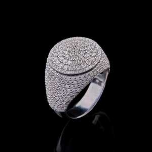 <b>Iced</b> Out Round Cut VVS Moissanite Diamond Sparkling 925 Sterling Silver Rhodium Plated <b>Ring</b> For Unisex Everyday WEar - Product Image 1