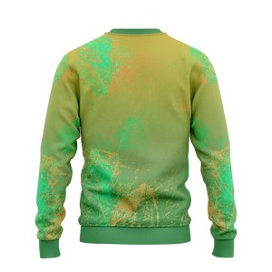 Sweat-shirt à col rond pour homme, vert et jaune, style grunge, avec motif éclaboussures, logo personnalisé, pull graphique, hauts d'entraînement en gros pour équipes, personnalisation OEM - Product Image 2