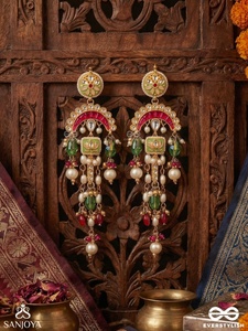 Indian Bollywood Inspired Women's Gold Plated Alloy Hyderabadi Style Drop Earrings Imitation Pearls Crystal Claw Setting Trendy - Product Image 5