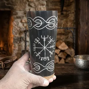 Nouveauté tasse en corne de buffle écologique style animal sculpté verre Viking lavable réutilisable boissons verre en corne fini naturel - Product Image 6