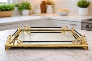 Rectangular Gold Plated <b>Storage</b> <b>Tray</b> With Polished Finish Classic Design For Table Use - Product Image 1
