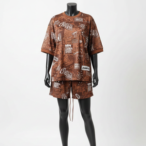 Conjunto de Pantalones Cortos de Malla para Mujer, Premium, 165 GSM, Suave, Secado Rápido, Poliéster, Malla Marrón, Logotipo Gráfico Sublimado - Product Image 6