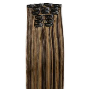 100% Remy Weft Straight Highlighted Full Lace <b>Wig</b> Long with Ombre Dark Brown to <b>Blonde</b> Hair Natural Straight Texture Human Weft - Product Image 4