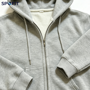 Heavyweight 100% Cotton <b>Zip</b> Up Hoodie Oversized Boxy Men <b>Sweatshirt</b> Fleece Hooded Jacket for Autumn - Product Image 6