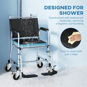 Sedia da Doccia Moderna con Ruote in Acciaio e Metallo, Ausili per Terapia Riabilitativa - Product Image 2