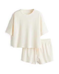 Vêtements de nuit en coton tricoté pour femmes personnalisables, hauts et shorts, de haute qualité, respirants, vêtements de nuit décontractés pour femmes, été - Product Image 6