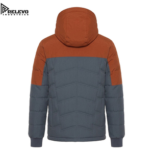 High Quality OEM Men Winter Outerwear, Hooded Full Zip Puffer <b>Jacket</b> Thermal Rust & <b>Grey</b> <b>Jacket</b> with Drawstring Hood - Product Image 2