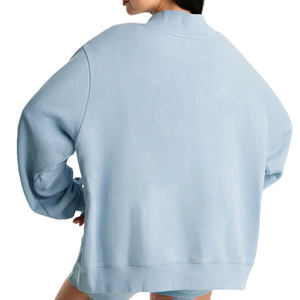 Sudadera Oversize de Cuello Alto para Mujer, Azul Claro, de Felpa Premium Gruesa, Manga Larga, Estilo Minimalista Casual - Product Image 5