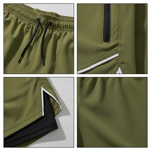 Men's Fashion Sport Shorts Dual <b>Layer</b> Inner Compression Satin Finish Elastic Waist Custom Label Private Label OEM Manufacturer - Product Image 5