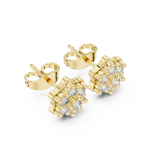 Boucles d'oreilles en diamant de laboratoire, motif floral en étoile, diamant rond taillé, DEF VVS, or massif 14K 18K, bijoux fins, usage quotidien, ODM - Product Image 4