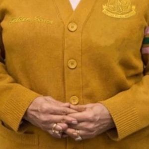 Cárdigan Amarillo Dorado para Mujer, Suéter Elegante de Punto con Detalle Bordado, Prenda Exterior con Botones, Ropa de Moda - Product Image 5