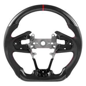 Volante in Fibra di Carbonio a Forma di D con Fondo Piatto per Honda Civic 2016-2021, con Impugnatura in Pelle e Texture Antiscivolo - Product Image 1