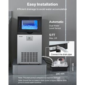 Macchina Professionale per Produzione Ghiaccio, 100 Libbre/24H, Capacità di Stoccaggio 30 Libbre, Installazione Integrata/Sottobanco, Acciaio Inossidabile - Product Image 6