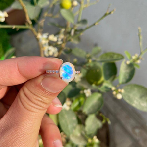 Natural Rainbow Moonstone Oval Cut <b>Ring</b> 925 Sterling Silver Handmade Gemstone Jewelry Wholesale Supplier - Product Image 2