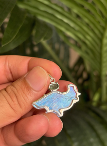 <b>Opal</b> Bird <b>Pendant</b> Earrings With Emerald Bezel Setting Vintage Animal Shape Unisex Jewelry Gift - Product Image 5
