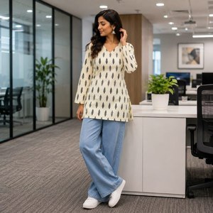 <b>Indian</b> Casual and Daily Wear Pure Cotton Short Kurtis and Tunic <b>Top</b> for Women Low Price and Best Quality Casual Wear <b>Top</b> - Product Image 2