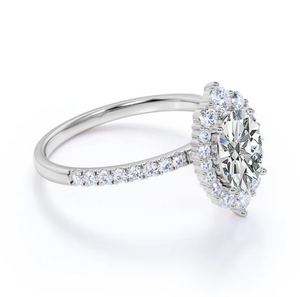 แหวนหมั้นหรูหราประดับเพชรโมอิสซาไนต์ทรงรี 1.3 กะรัต แบบวินเทจ ชุบทองคำขาว สำหรับงานแต่งงานและวันครบรอบ - Product Image 2