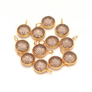 Pendentif Fleur en Quartz Fumé Naturel Sculpté à la Main, Breloque en Pierre Précieuse, Bijou en Argent Sterling 925, Pendentif en Pierre de Quartz Fumé 11MM - Product Image 6