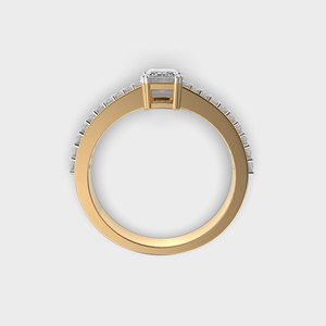 Anillo de Compromiso de Lujo con Moissanita Corte Esmeralda, Certificado IGI, Bañado en Rodio, Engaste de Oro Amarillo, Clásico para Mujer - Product Image 2