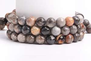 Cuentas sueltas redondas microfacetadas de jaspe coral multicolor natural para la fabricación de joyas, pulseras, collares y bricolaje. - Product Image 3