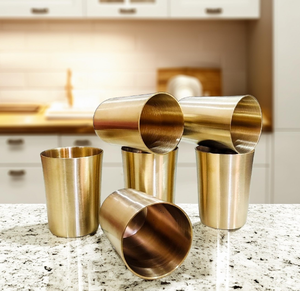 Vaso de latón de alta calidad, pulido en oro, con elegante diseño de vaso, 2 piezas, muy vendido para uso en la mesa del hogar. - Product Image 6