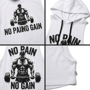 Hooded Gym Workout Tank Top Men Printed <b>Singlet</b> Hoodie Fitness Wear Knitted Tank Top 100% Cotton Polyester Hooded Vest Top - Product Image 5