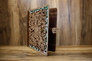 Real Handmade Tooled Leather Portfolio Organizer Portfolio <b>A4</b> Customized Leather Document Portfolio <b>File</b> - Product Image 5