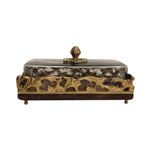 Support à gâteau rectangulaire en bois avec dôme en verre |   Plateau en bois sur piétement pour beurre, fromage et accompagnements - Product Image 2