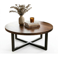 Ensemble de tables basses rondes modernes en métal avec base en X, design décoratif, table d'appoint optionnelle pour salon