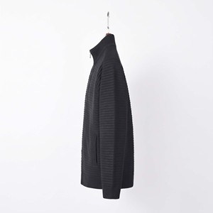 Cardigan en laine noire pour homme, col zippé, manches classiques, couleur unie, anti-boulochage, tricot épais, idéal pour l'hiver - Product Image 3