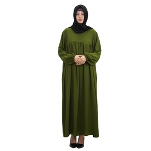 High Quality Dubai Style Modest Abaya Plus Size Muslim Women <b>Dress</b> Kaftan Puff Sleeve <b>Velvet</b> Satin Casual Loose Maxi <b>Dress</b> - Product Image 1