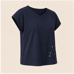 Camiseta Larga de Mujer con Mosaico de Nubes en Capas Color Rosa Polvoriento, Algodón Jersey Pesado, WTS-0039 - Product Image 4