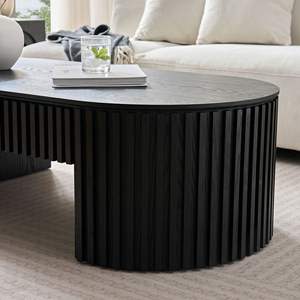 51.18 ''metà del secolo moderno tavolo da caffè ovale in legno con cassetto unico salotto mobili tavolo da tè nero - Product Image 4