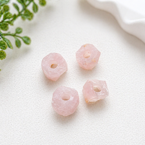 12mm Rose Quartz Raw Rough Gemstone <b>Bead</b> <b>Large</b> Hole 4mm Drilled Natural Stone Nugget DIY Jewelry Making Craft Wholesale Supply - Product Image 3