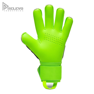 Custom Neon Goalkeeper Gloves Roll Finger Hybrid Cut Micro Perforated Palm Moulded Black Rubber Backing Elastic Wrap <b>Strap</b> - Product Image 3