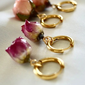 A beautiful collection of handcrafted nature inspired Resin <b>Earrings</b> orchids and preserved rosebud - Product Image 6